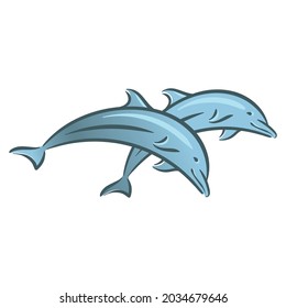 Ocean dolphins mammal animal swim underwater illustration