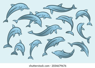 Ocean dolphins mammal animal swim underwater illustration