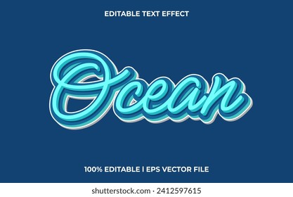 Ocean editable font. typography template text effect. lettering vector illustration logo