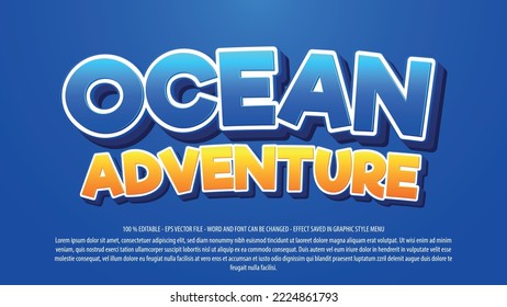 Ocean editable text effect template with 3d style use for logo and business brand