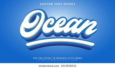 Efeito de texto editável Ocean Modelo em estilo 3d moderno