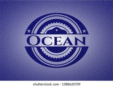 Ocean emblem with jean high quality background. Vector Illustration. Detailed.