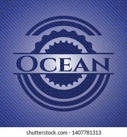 Ocean emblem with jean texture. Vector Illustration. Detailed.