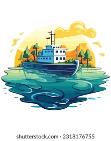 ocean at the end of the river, mountain River illustration 
