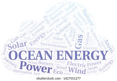Ocean Energy word cloud. Wordcloud made with text only.