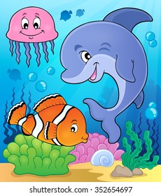 Ocean fauna topic image 2 - eps10 vector illustration.