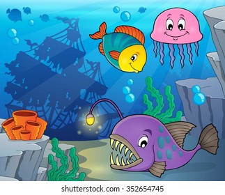 Ocean fauna topic image 3 - eps10 vector illustration.