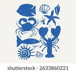 Ocean fish artwork for t shirt print, poster, sticker and other uses. Seafood club.