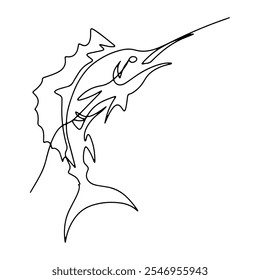 Ocean Fish Graphic Design Decoration Vector Line Art