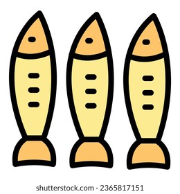 Ocean fish icon outline vector. Oil food. Marine oily color flat
