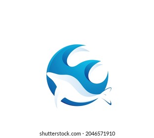 ocean fish logo design template