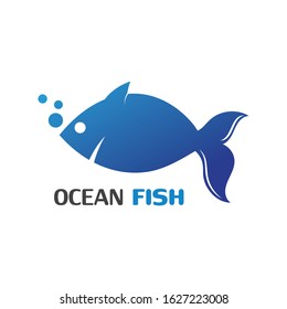Ocean Fish logo template. Creative vector symbol of fishing club 