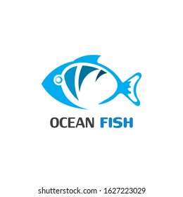 Ocean Fish logo template. Creative vector symbol of fishing club 