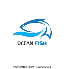 Ocean Fish logo template. Creative vector symbol of fishing club 