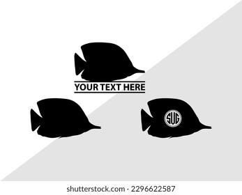 Ocean Fish Monogram Vector Illustration Silhouette