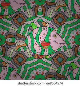 Ocean fish on colored background. Hand-drawn watercolour elements. Vector illustration. Sea life. Beautiful seamless pattern with colorful watercolor fishes.
