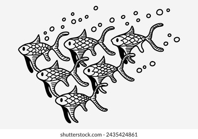 Ocean fish outline vector clipart