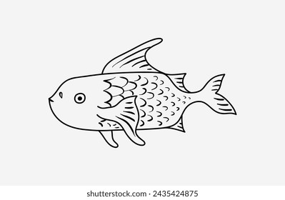 Ocean fish outline vector clipart