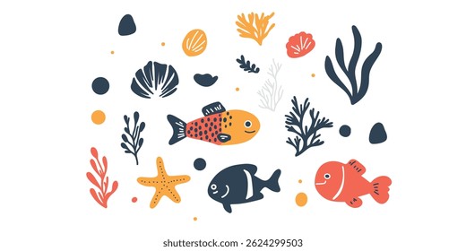ocean fish vector set , vector illustration