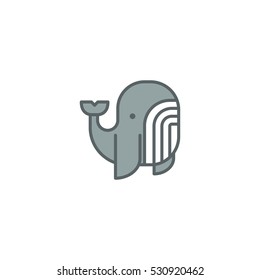 Ocean Fish Whale Vector Logo Design Element