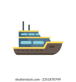 Ocean fishing boat icon flat vector. Fish sea. Ship vessel isolated