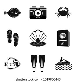Ocean floor icons set. Simple set of 9 ocean floor vector icons for web isolated on white background