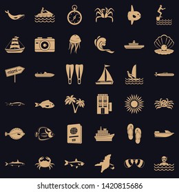 Ocean floor icons set. Simple set of 36 ocean floor vector icons for web for any design