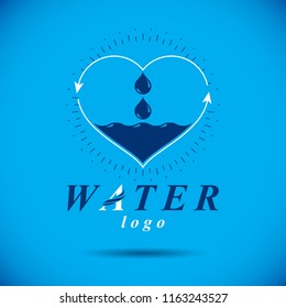 Ocean freshness theme vector logo. Water cleansing advertisement. Alternative medicine concept.