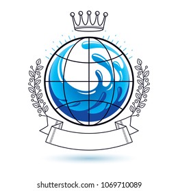 Ocean freshness theme vector logotype. Water day advertisement. Environment conservation concept. 