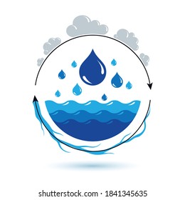 Ocean freshness theme vector logotype for use as marketing design symbol. Living in harmony with nature concept.