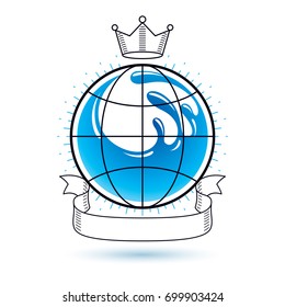 Ocean freshness theme vector logotype. Water day advertisement. Environment protection concept.