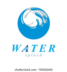 Ocean freshness theme vector sign for use as corporate emblem in spa and resort organizations. Human and nature coexistence concept.