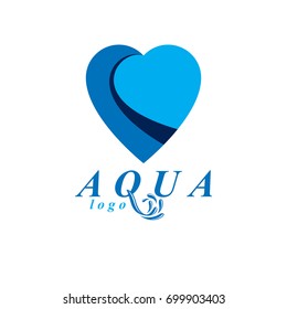 Ocean freshness theme vector symbol for use in spa and resort organizations. Mineral water advertising. Environment conservation concept. 