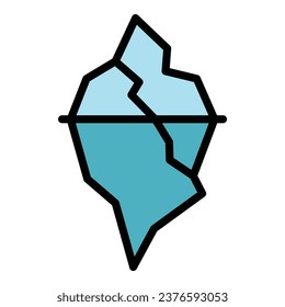 Ocean glacier icon outline vector. Iceberg water. Sea mountain color flat