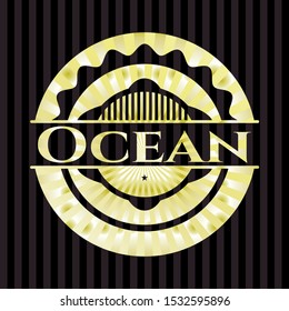 Ocean gold emblem. Vector Illustration. Detailed.