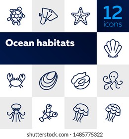 Ocean habitats icon set. Seaanimal concept. Vector illustration can be used for topics like seafood, cuisine, cooking
