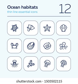 Ocean habitats icon set. Seaanimal concept. Vector illustration can be used for topics like seafood, cuisine, cooking