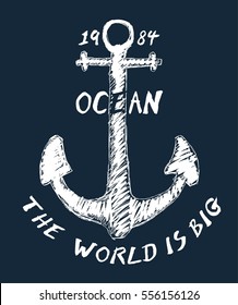 ocean hand drawn vector illustration.T-shirt graphics for kids vector illustration