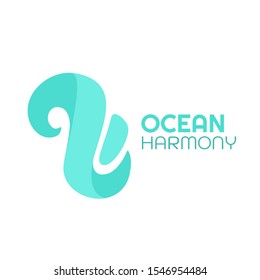 Ocean Harmony Blue wave sea water logo concept design illustration