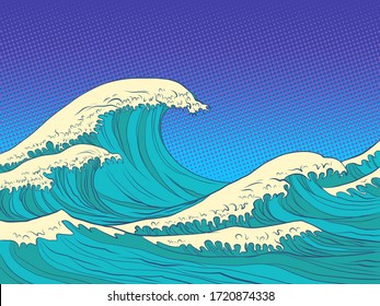 ocean high waves. Pop art retro vector illustration kitsch vintage 50s 60s style