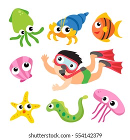 ocean, holiday life vector cartoon