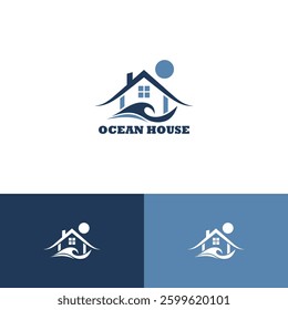 Ocean house Logo design template