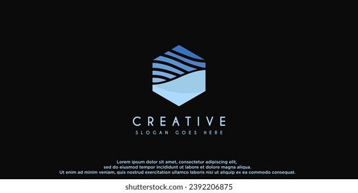Ocean house, villa, resort logo design vector illustration.