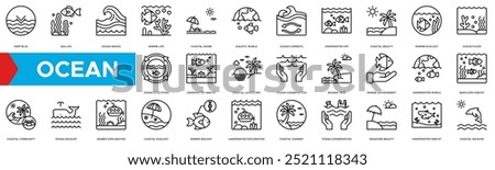 Ocean icon. Deep Blue, Sea Life, Ocean Waves, Marine Life and Coastal Shore