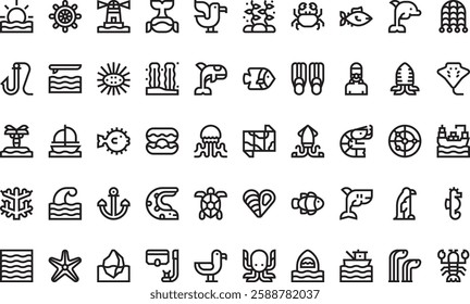 Ocean icon pack High-Quality Vector Icons Collection with Editable Stroke. Ideal for Professional and Creative Projects.