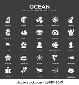 Ocean Icon Pack With White Color