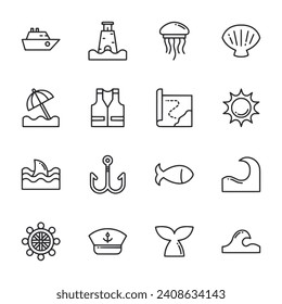 Ocean icon set isolated on white