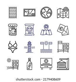 Ocean Icon Set mit Linien-Symbole. Moderner Thin Line Stil. Geeignet für Web- und Mobile-Icon. Vektorgrafik EPS10.