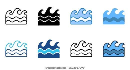 Ocean icon set multiple style collection 
