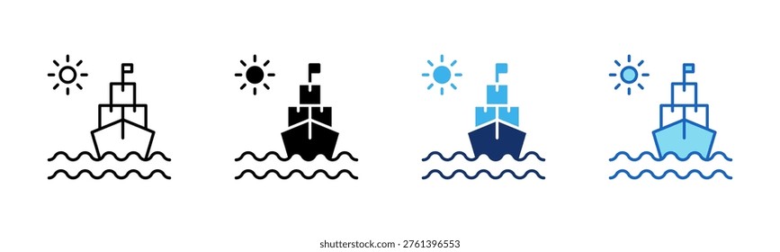 Ocean icon set multiple style collection